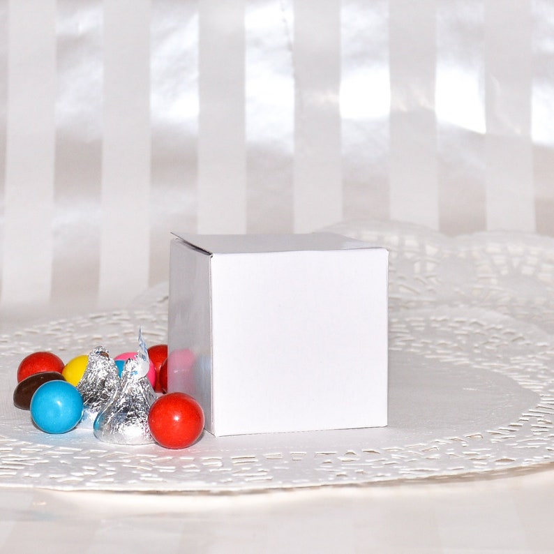 24 White Favor Box 2 X 2 X 2 Baby Shower Etsy