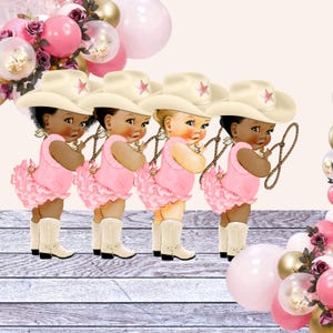 White Pink Cowgirl Baby Centerpiece Toppers, Western Themed Baby Shower Birthday Party Decorations, Party Supplies