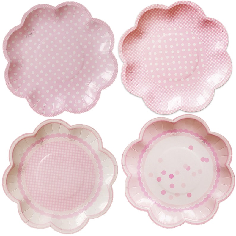 8/32 Pink Paper Plates Baby Shower Tea Party Paper Plates 1 Etsy Ireland