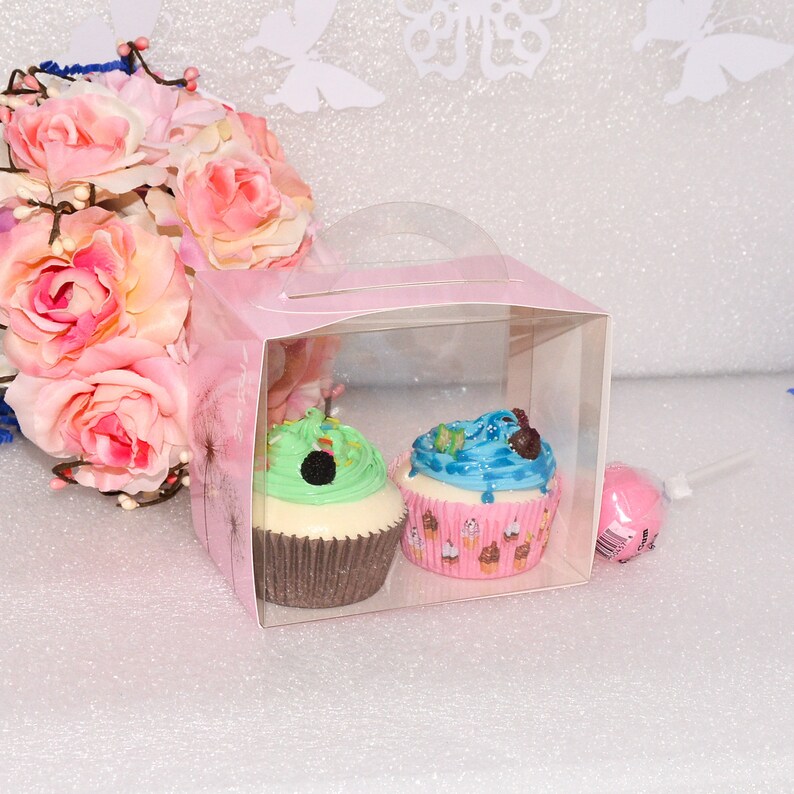 12 Pink Cupcake Boxes Clear Wedding Cupcake Boxes With Etsy