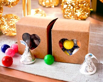 Heart Window Favor Boxes: Rustic Wedding Candy Boxes (Set of 12)