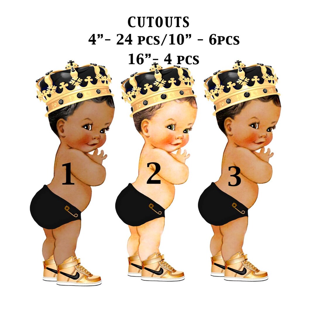 Black Diapers Little Prince Cutouts Gold Crown Sneakers Baby Shower Birthday - Etsy