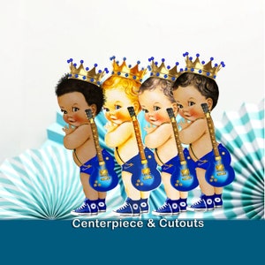 Little Prince Rock Star Guitar  Centerpiece Cutouts 1st Birthday Diaper Cake Party Decoration Topper Table Bar Decor