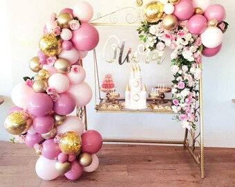 Pink Gold Confetti Balloon Garland Aloha Flamingo Arch Birthday Baby Shower