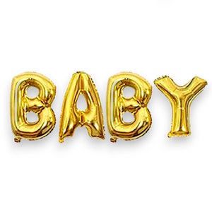 32&quot; Giant Baby Letter Gold Balloons, Foil Baby Shower Party Decoration Girl Boy Supplies