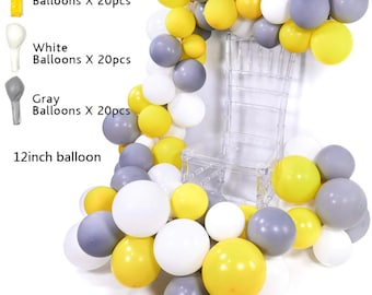 Yellow Garland Baby Shower Grey White Balloon Birthday Kit