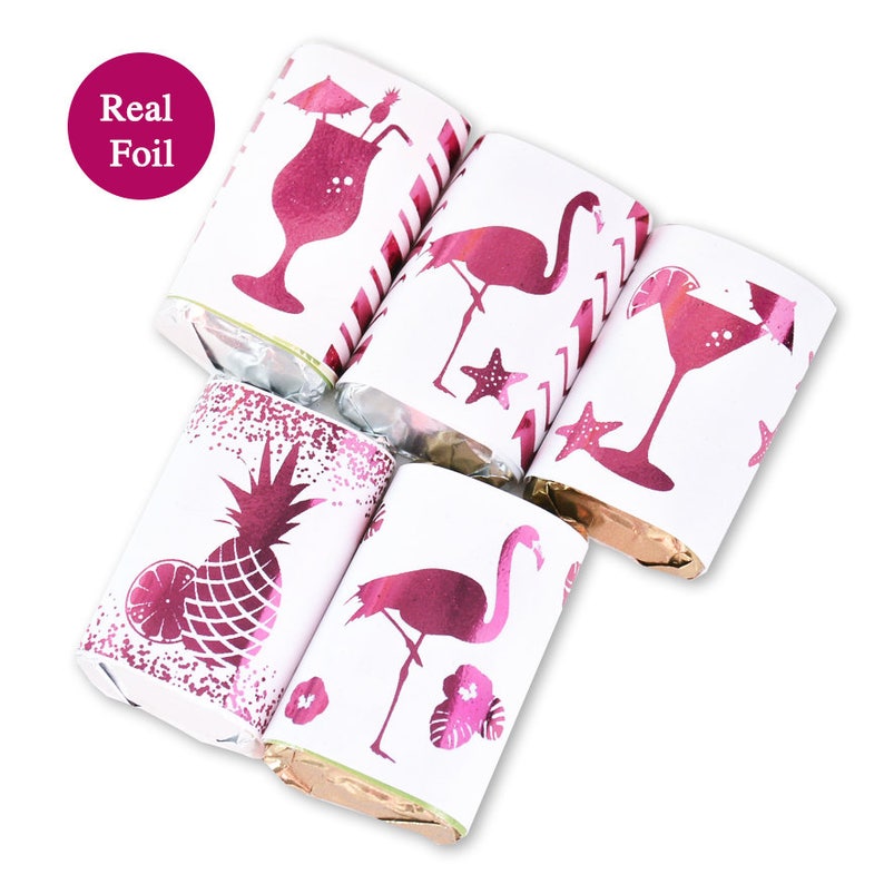 36 Flamingo Pineapple Party Supplies Foil Wrappers Stickers Etsy