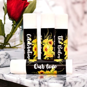 Personalized Sunflower Lip Balm Labels: Party Favor Stickers