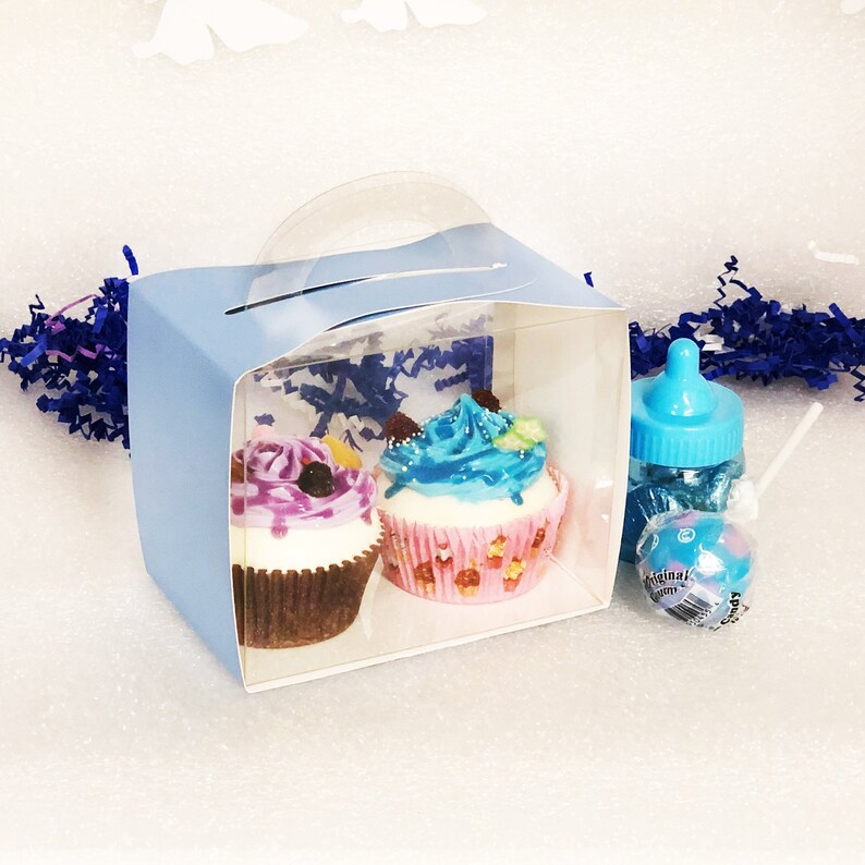 12 Cupcake Boxes Baby Shower Boy Baby Blue Cake Boxes With Etsy