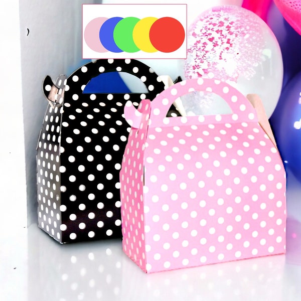 12 Black Gable Favor Boxes, Polka Dot Gift Baby Shower Boxes