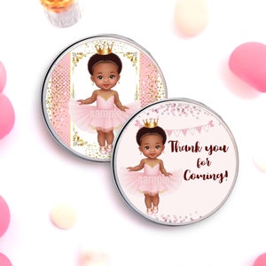 Princess Ballerina Stickers: African American Baby Girl Party Favors
