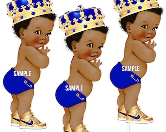 Royal Blue Baby Prince Centerpieces African American Shower Table Decoration