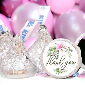 Tropical Hershey Kisses Stickers: Birthday Party Favor Labels
