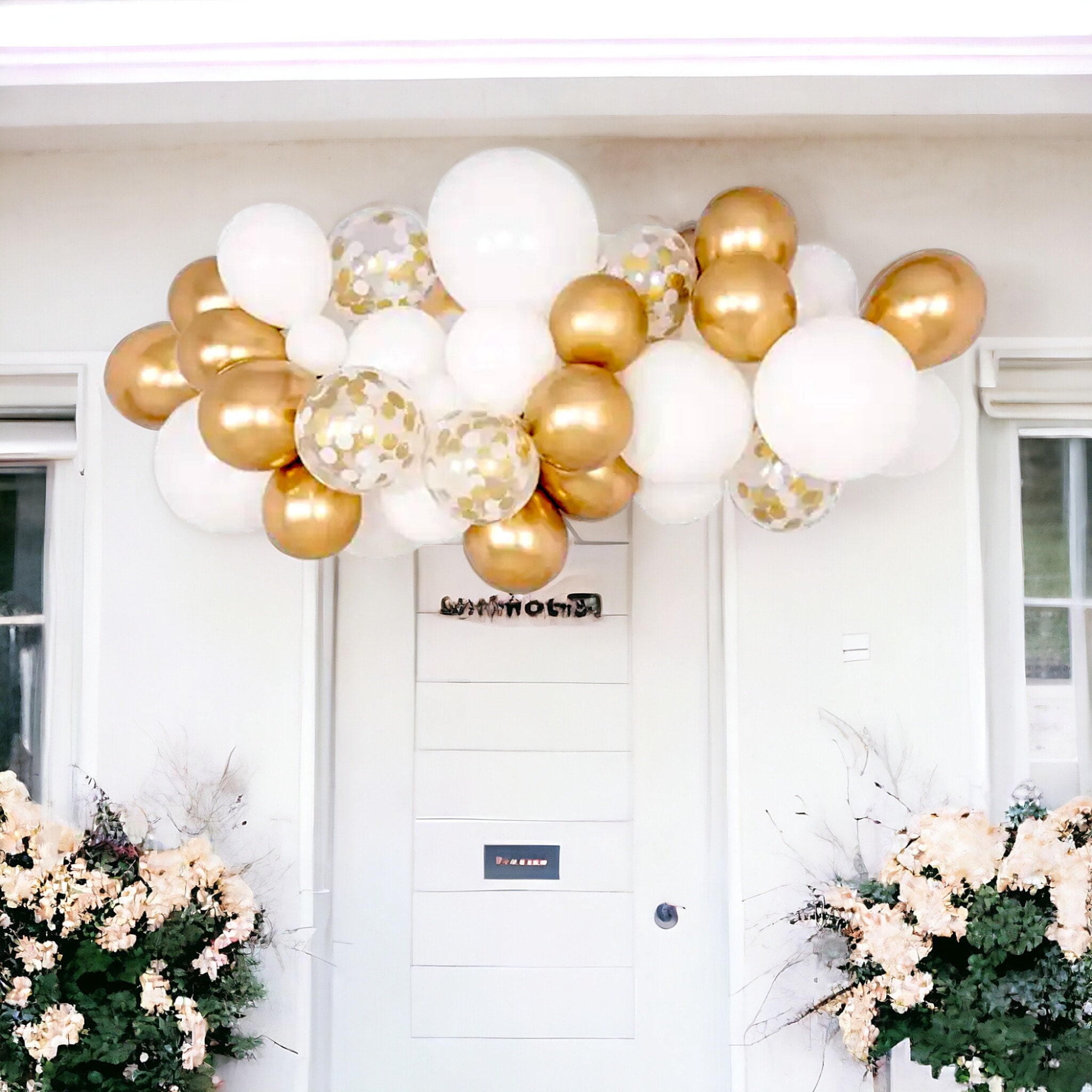 White Gold Balloons Arch Garland Kit Confetti Birthday Wedding Balloons ...