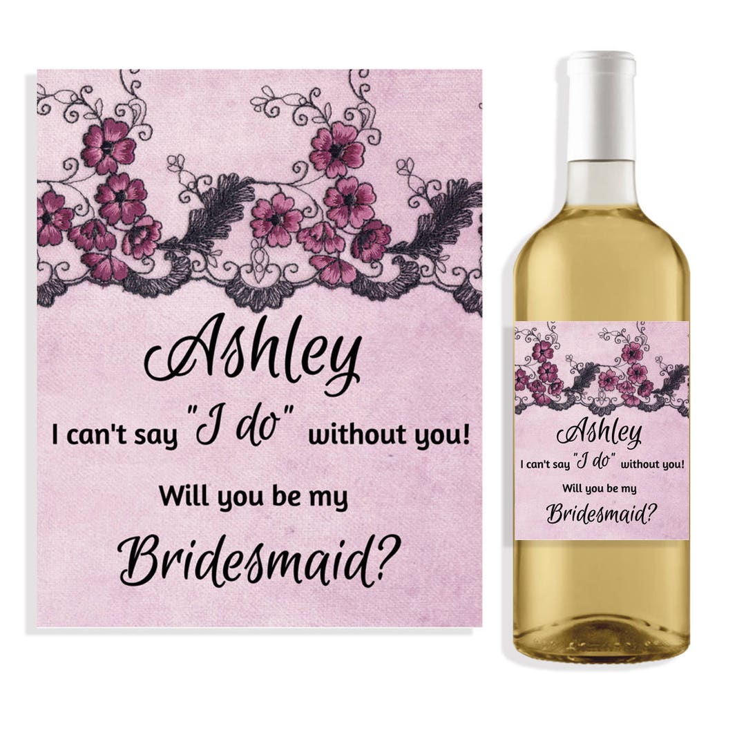 4 Bridesmaid Wine Bottle Labels Bridesmaid Invite Wine Etsy