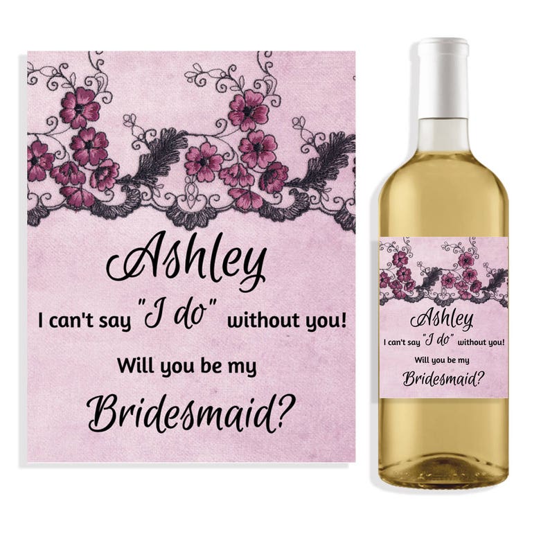 4 Bridesmaid Wine Bottle Labels Bridesmaid Invite Wine | Etsy