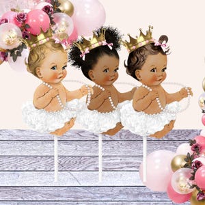 Topper Cutouts White Tutu Sitting Baby Princess Table Centerpieces for Baby Shower