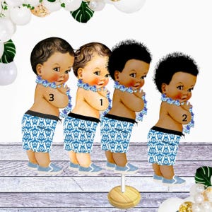 Luau Boy Cake Topper Centerpiece Cutouts for Aloha Baby Shower Birthday Table Decoration, Tropical Party Decor