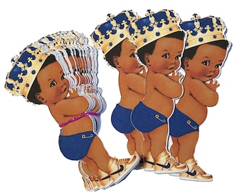 Royal Blue Prince Cutouts African American Royal Baby Shower