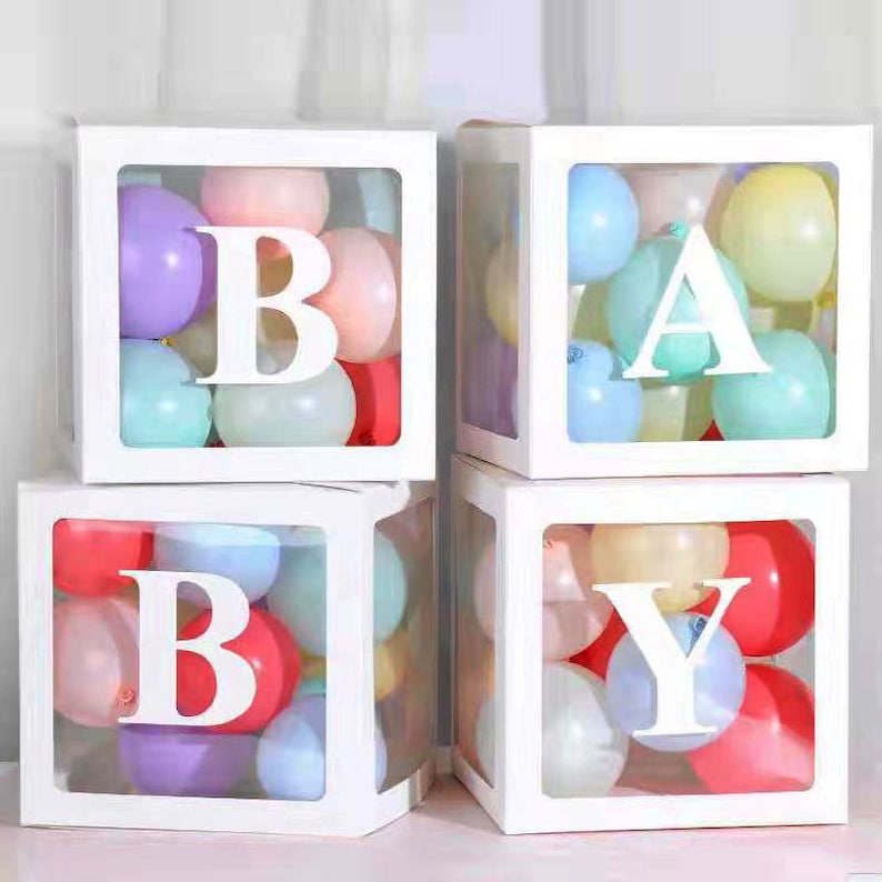 White Clear Balloon Baby Shower Boxes Boy Girl Balloon Decor Etsy
