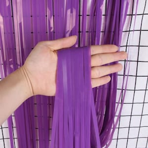 2-Piece Purple Pastel Tinsel Foil Curtain Backdrop | Perfect for Weddings & Birthdays
