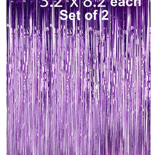 2 Purple Foil Curtain Tinsel Backdrop Purple Foil Wedding Etsy