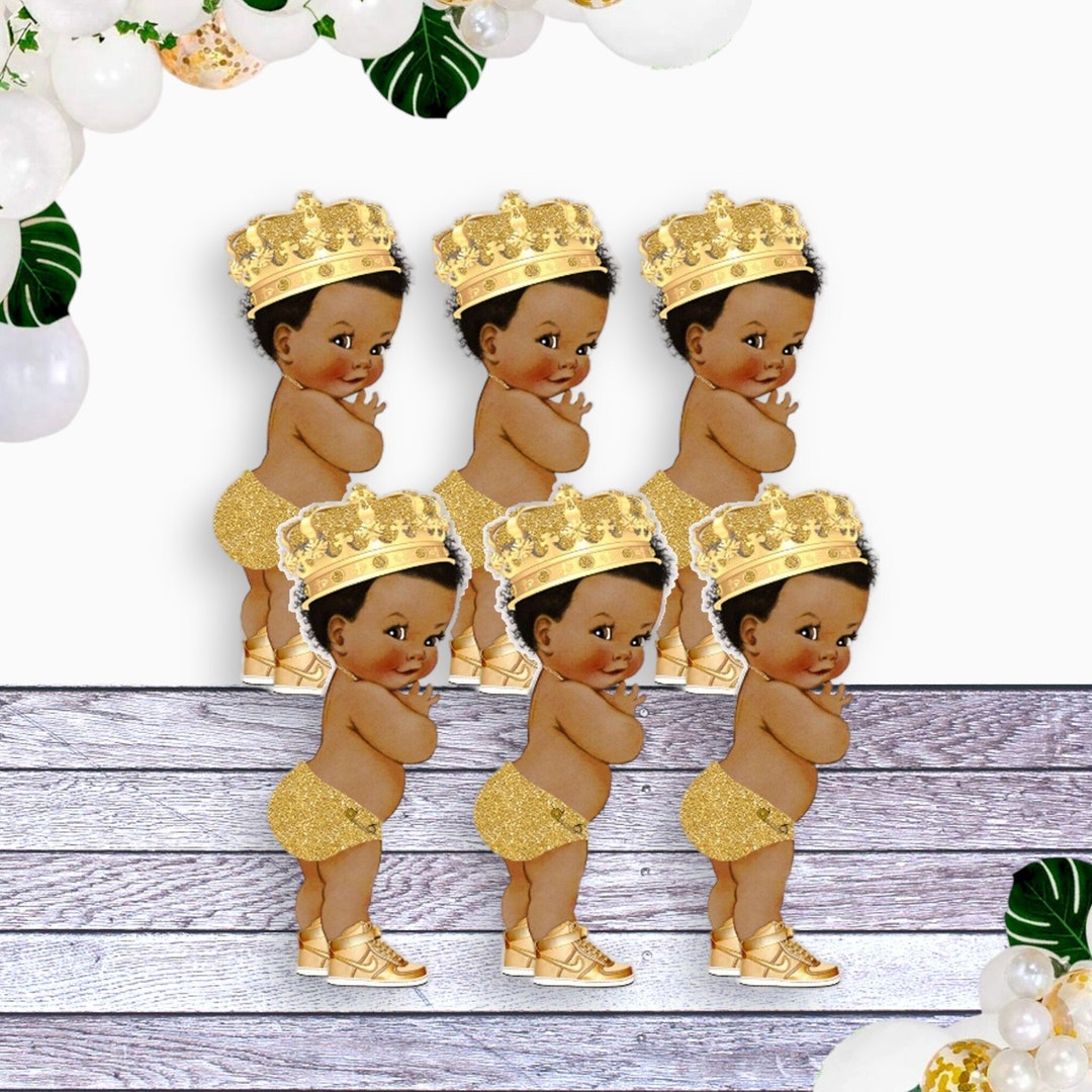 Gold Prince Cutouts African American Royal Baby Shower Birthday Decoration - Etsy