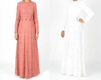 modest lace maxi dress