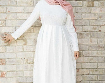 white modest maxi dress