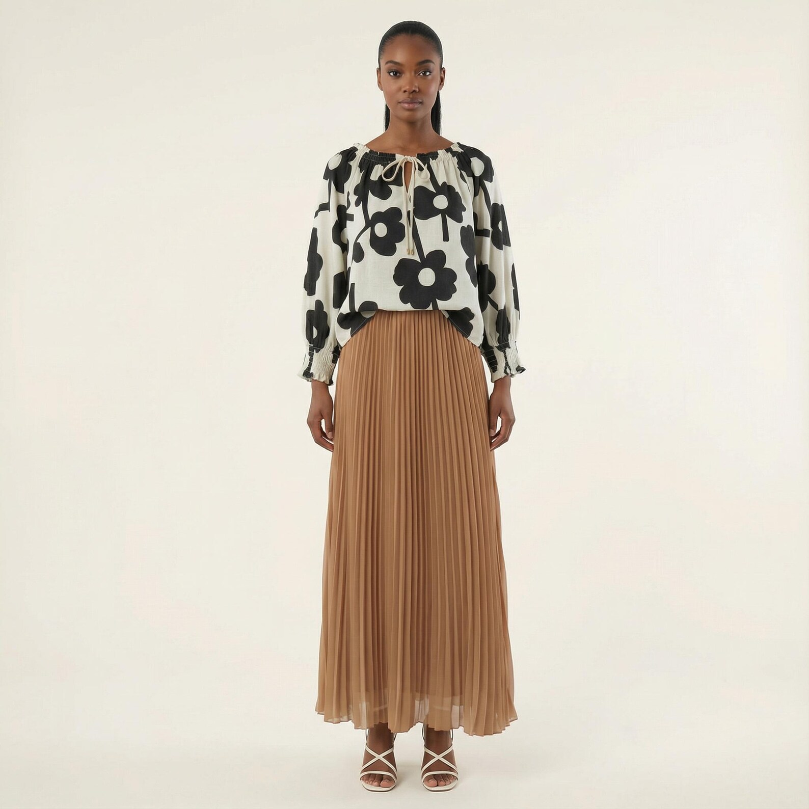 Mayoral Pleated Suede Skirt in Mocha