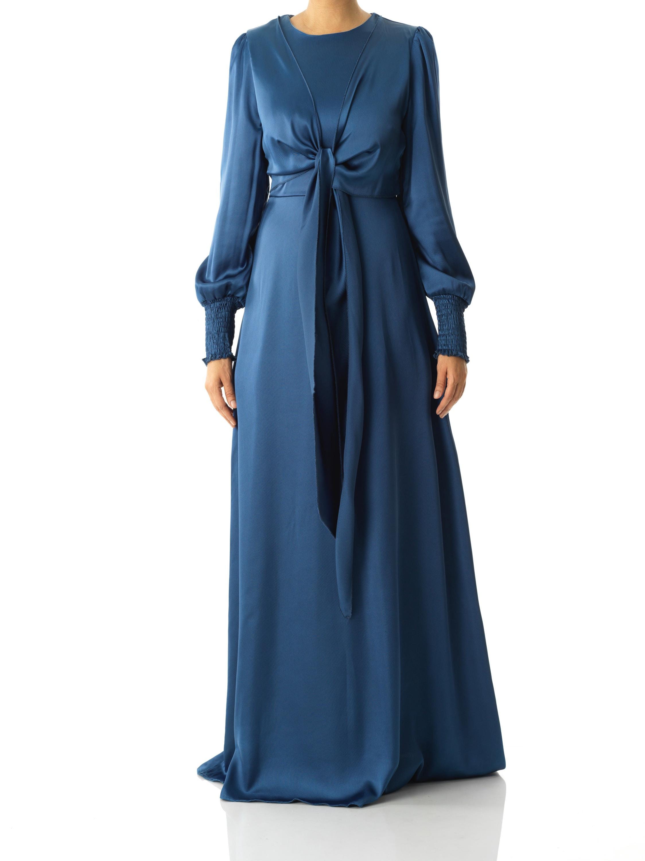 kabayare, modest fashion, modest dress, women dress, maxi dressTeal luxurious satin modest maxi dress