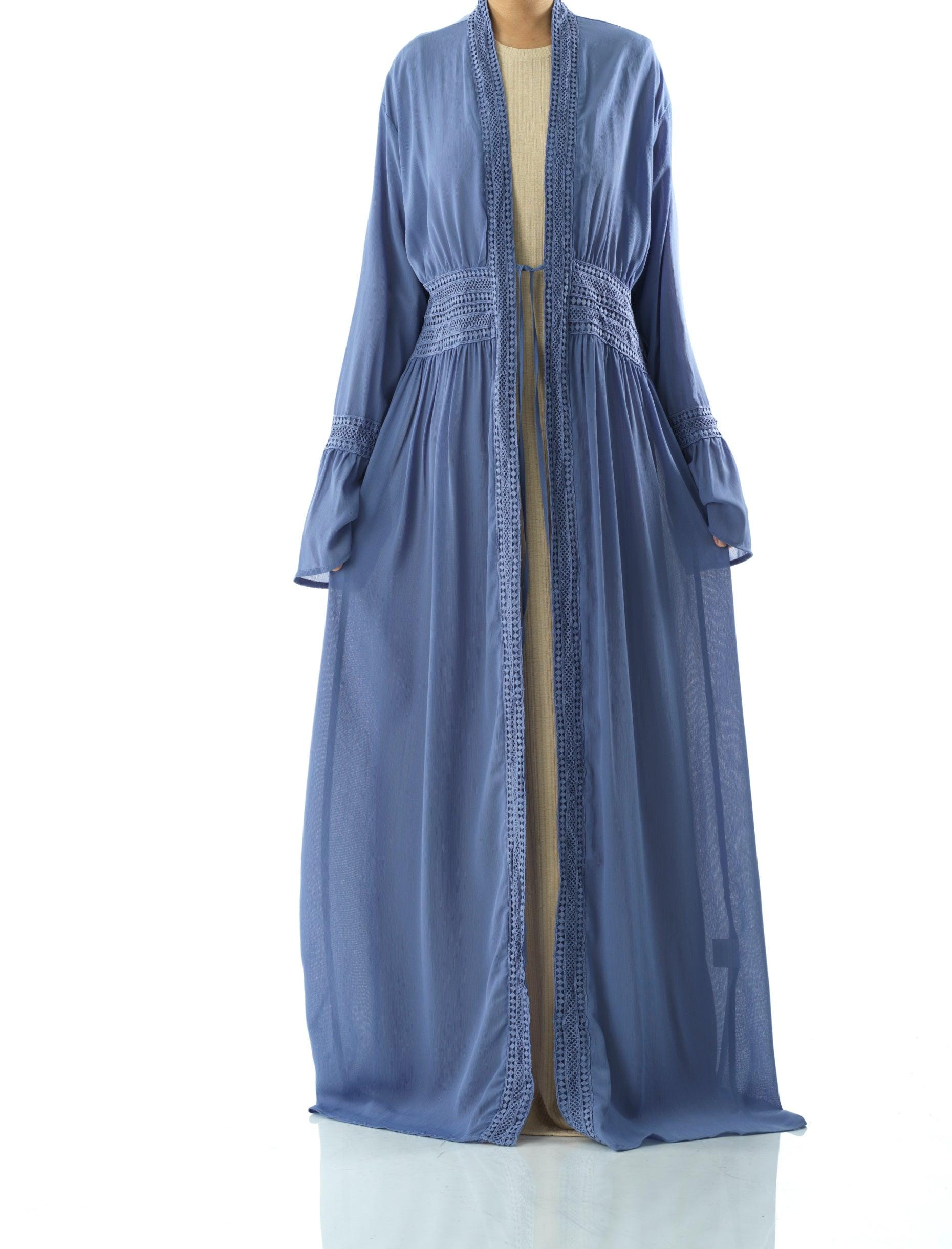 Hayati embroidery detail chiffon abaya