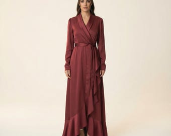modest satin maxi evening dress product info and reviews Modest Grey Evening Dress 45701GR