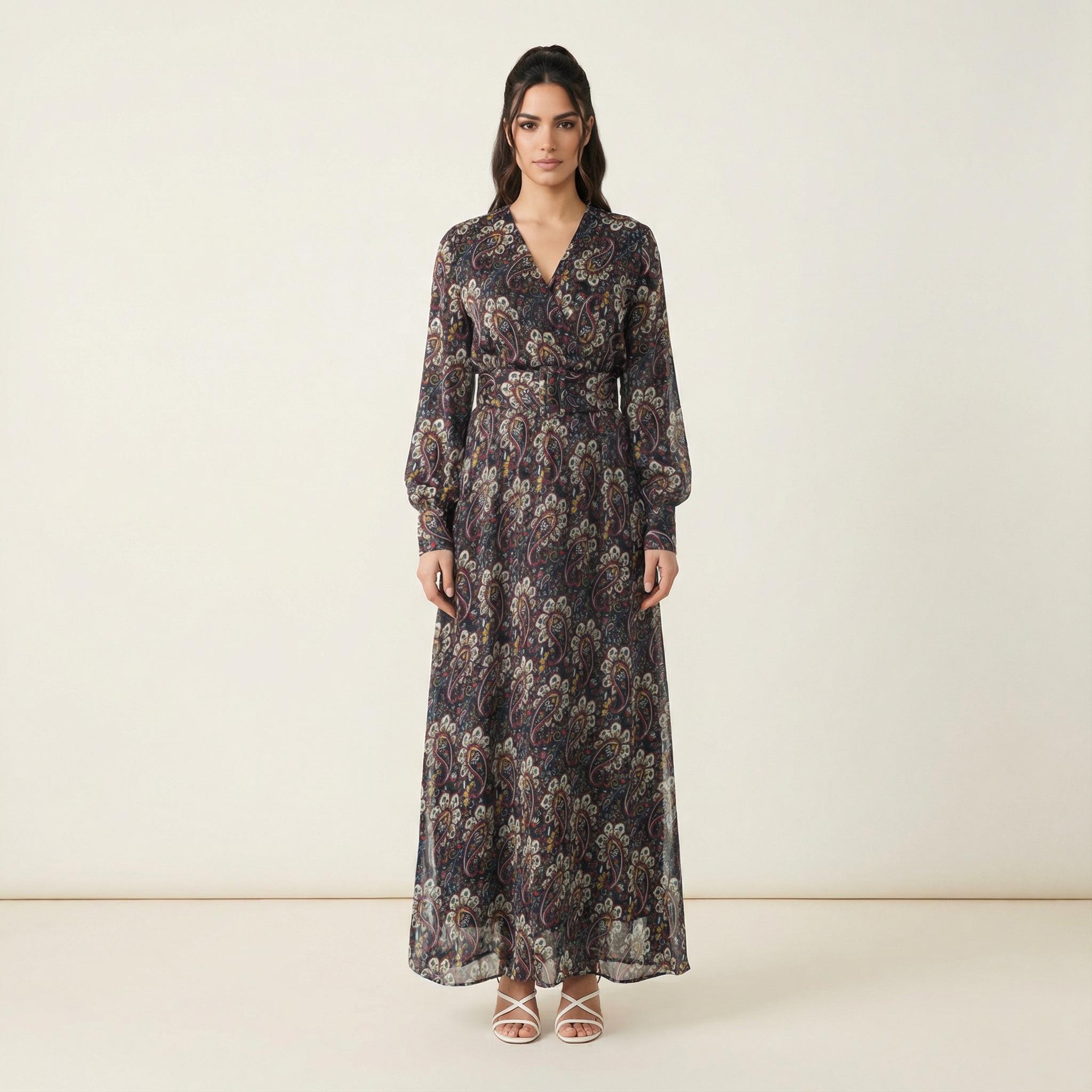 green emerald velvet dress Buttercream Polka dot Long sleeve Maxi modest dress  Kabayare
