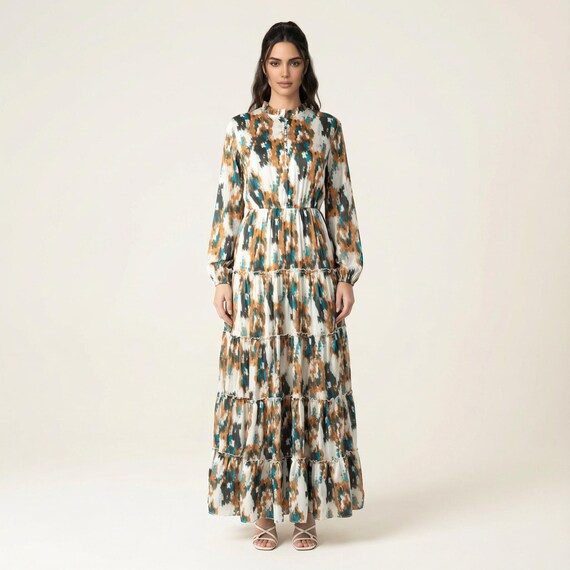 Alexandra Anitta Tiered Chiffon Maxi Dress - Etsy