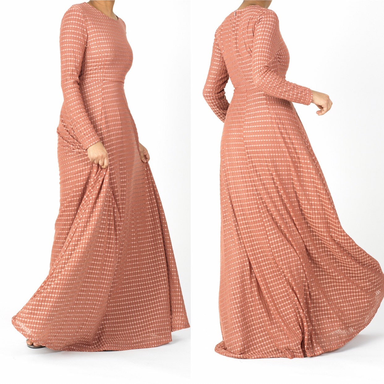 long sleeve mauve maxi dress