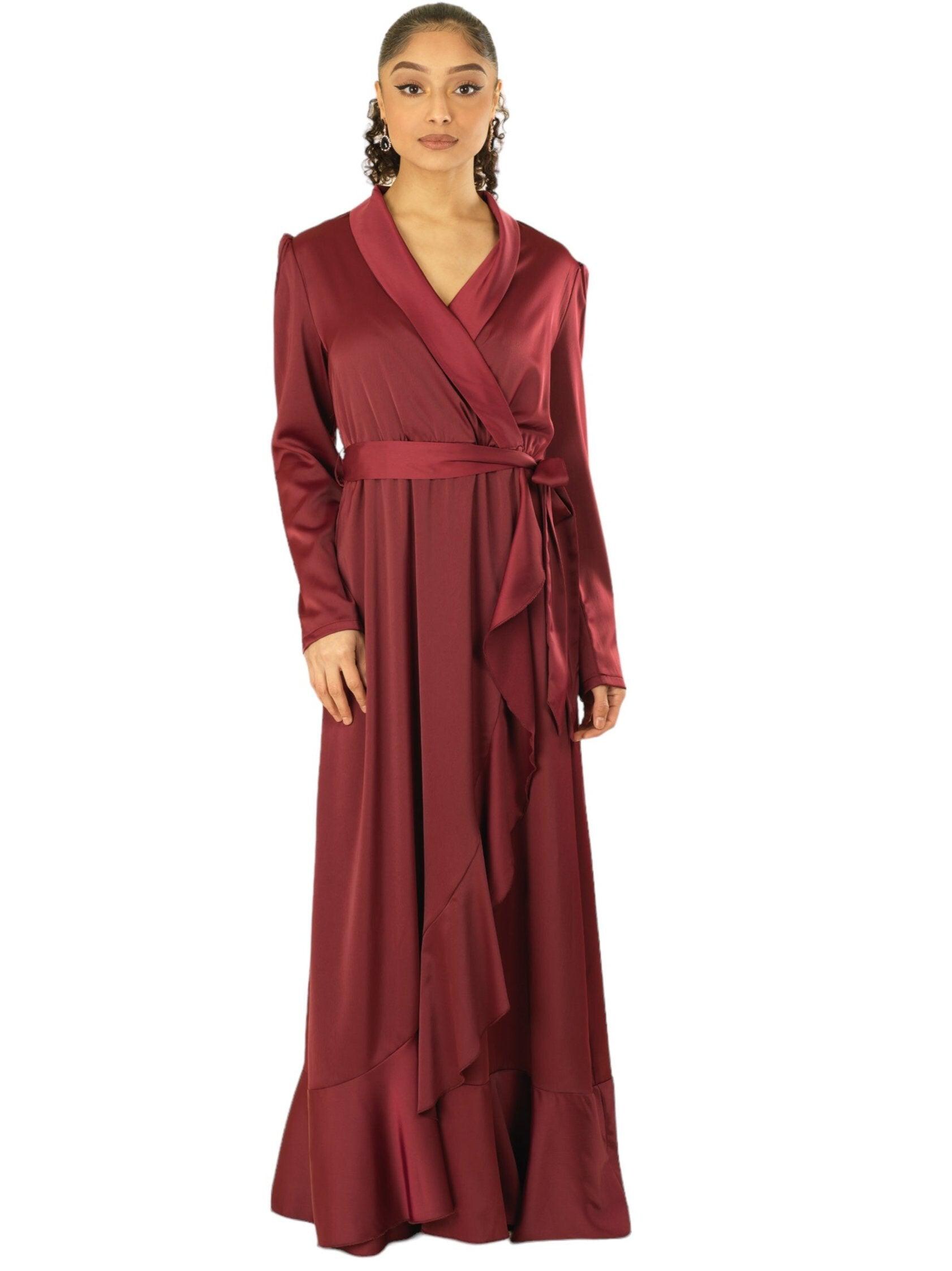 Elegant Wrapped Satin Maxi Dress, Modest Fashion - Etsy Elegant Wrapped Satin Maxi Dress, Modest Fashion - Etsy