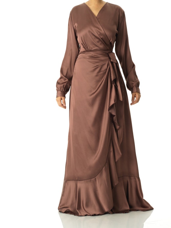 Maxi Dress Satin Dress Abaya Modest ...