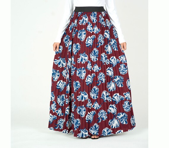 maroon floral skirt