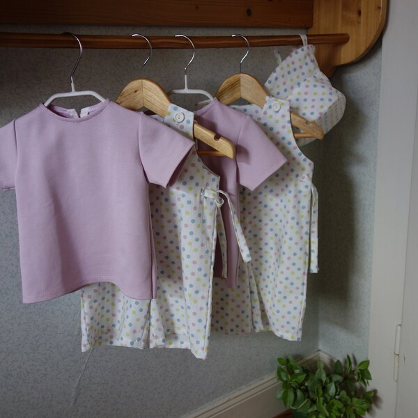 T-shirt bébé, COTON BIOLOGIQUE, maille extensible lilas-rose, 3,6,12,18 mois, boutonnage dos, manches courtes