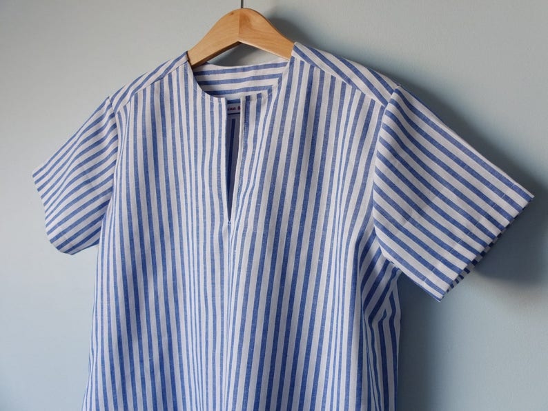 Blue and white striped sailor, for boy, size 8 years old image 1