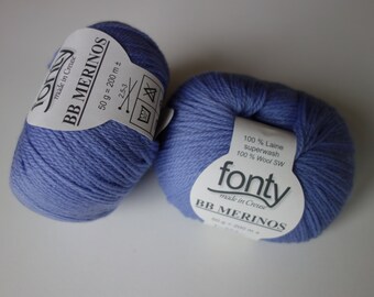 Palla di lana Fontyette FONTY, qualità BBmérinos, colore Blu Lavanda, 100% lana Merino lavabile in lavatrice. Aig 2,5 - 3