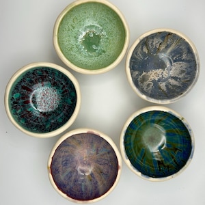Handmade Ceramic Dip Bowl, Unique Reactive Glaze, Small Serving Dish, Artisan Kitchenware