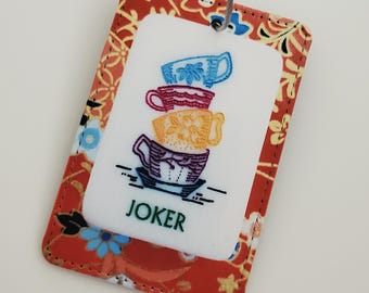 Luggage Tag with Metal Ring, Rectangle ~ Mother Nature Mahjong Tile Image, Joker