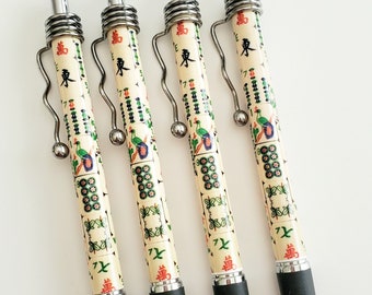 Vintage Mahjong Tiles Design, Sets of Four Ballpoint Pens ~ Inspired by Vintage Mahjong Tiles