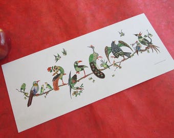Vintage Mahjong Birds on a Branch Print