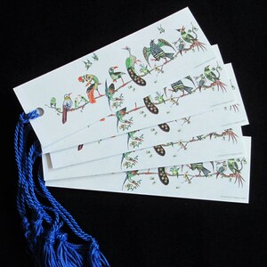 Vintage Mahjong Birds on a Branch Bookmarks, Set of Five