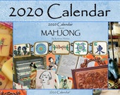 2020 Wall Calendar, Vintage Mahjong Tiles, Boxes, Accessories, Full Year