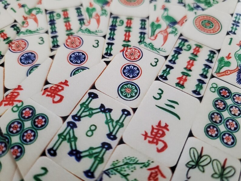 Mahjong Tile Themed Bookmarks, Images of Tiles From a Vintage Bone and ...