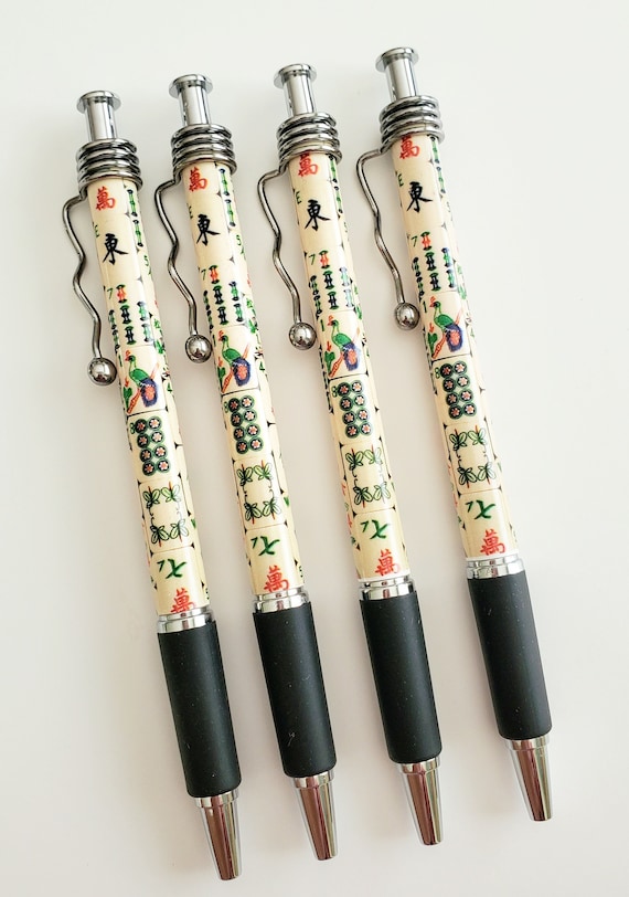 Vintage Mahjong Tiles Design, Sets of Four Ballpoint Pens ~ Inspired by Vintage Mahjong Tiles